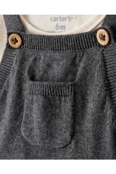 Set dos piezas de algodón, jumper y body, diseño lazos Sin color
