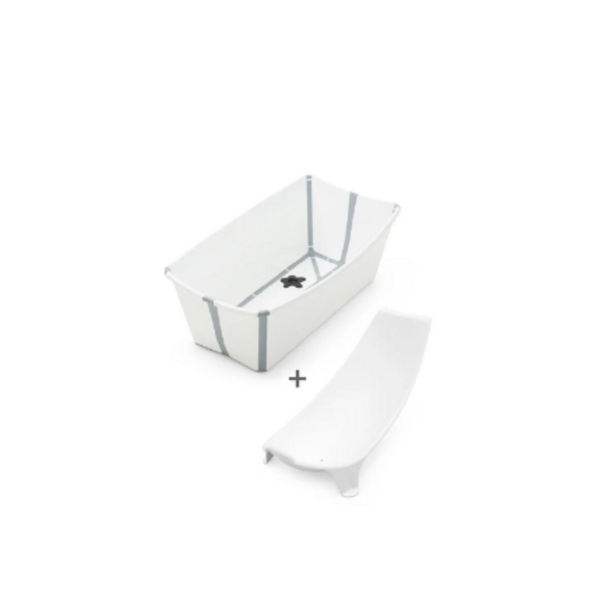 PACKBRN - Set Baño Stokke Flexibath Plegable Con Reposera Blanco Y Gris 