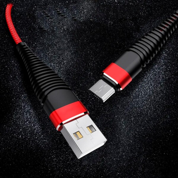 Cable Cargador Micro Usb Malla Super Reforzado Treqa 1 Metro Variante Color Rojo