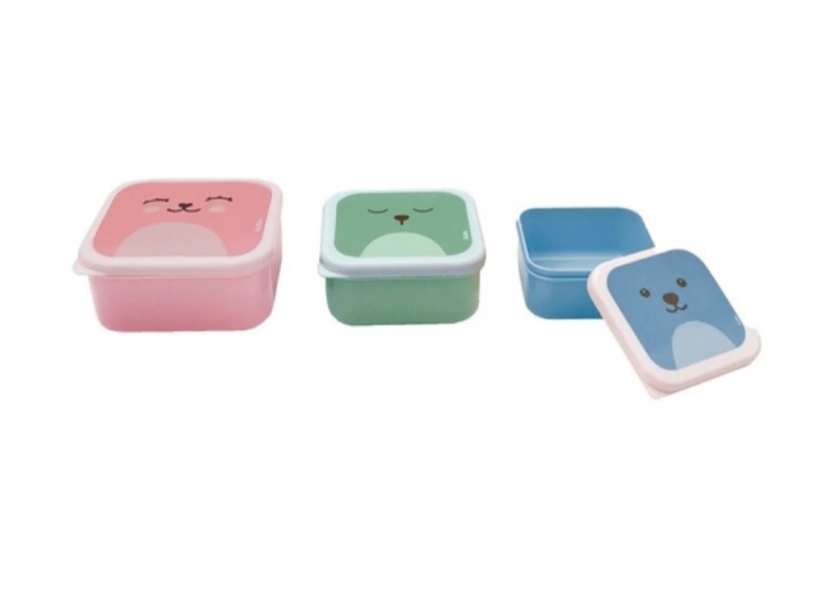 Set x3 tupper animales BUBA - osito rosa 