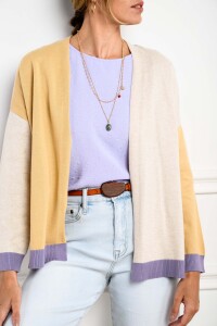 Cardigan Color Block Lila