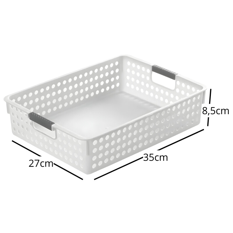 Cesto Organizador calado con asas 35 x 26 x 8.5 cm BLANCO