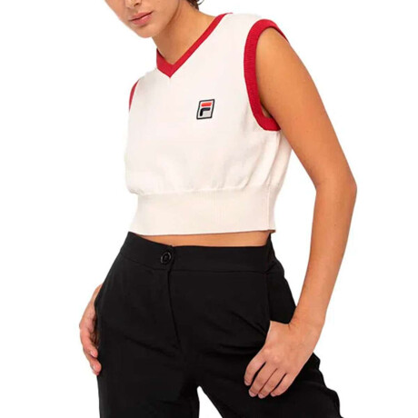 Fila Mujer Chaleco Crop Sweater Cream Crema