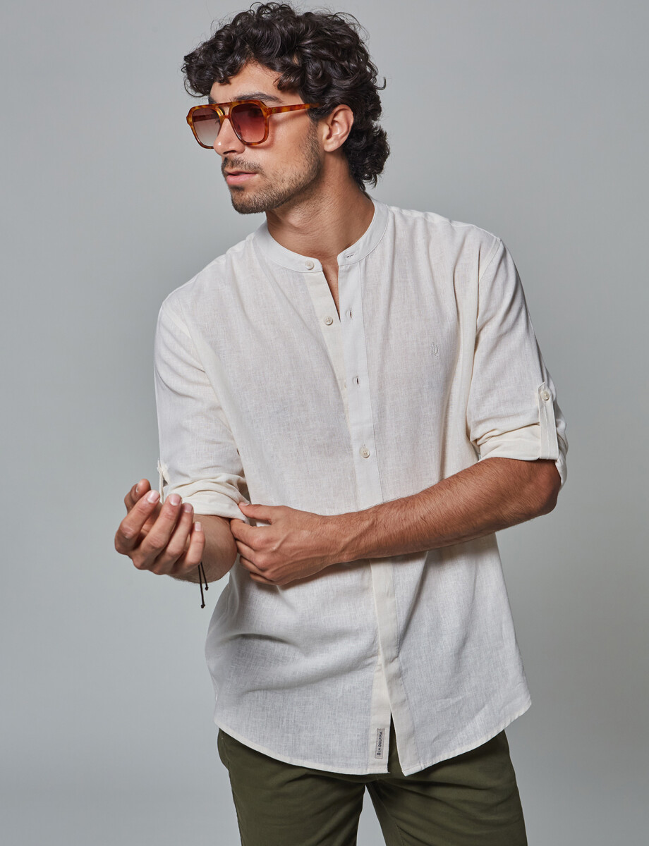 Camisa m/c lino lisa arena