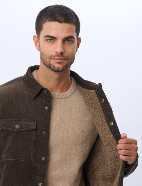 CAMPERA DE PANA Y CORDERITO Verde