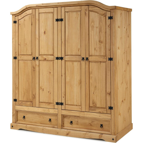 ROPERO 4 PUERTAS 2 CAJONES CURVO RUSTICO CERA NATURAL ROPERO 4 PUERTAS 2 CAJONES CURVO RUSTICO CERA NATURAL