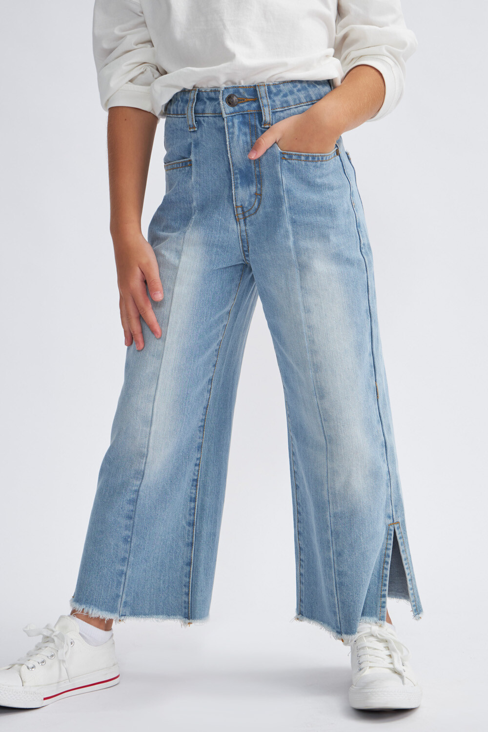Pantal n oxford de jean combinado Azul claro BAS Basic Simple