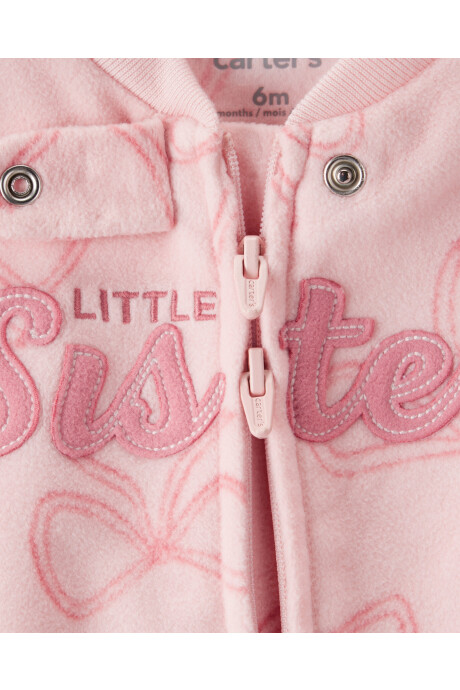 Pijama una pieza de micropolar, con pie, diseño lazos Sin color