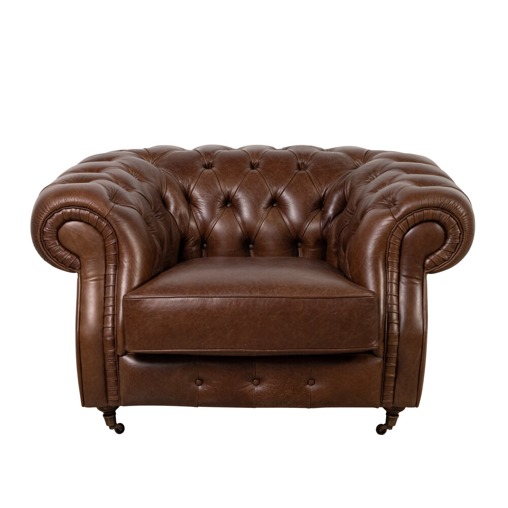 BUTACA 1 CUERPO CUERO-100-NATURAL MARRON NEW CHESTERFIELD CHOC.