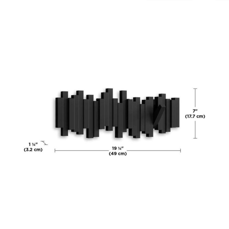 Perchero de pared 5 ganchos Sticks Negro