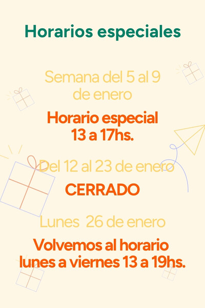 Horarios especiales