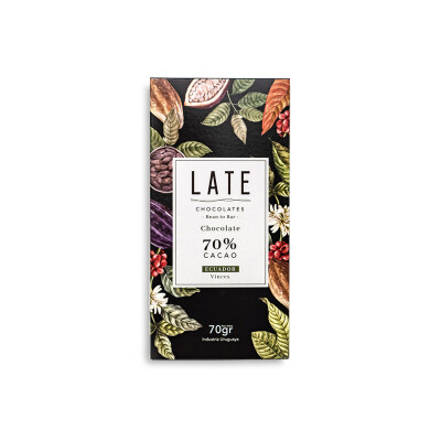 Chocolate 70% Cacao Ecuador Vinces Late 70g Chocolate Late 70% Cacao
