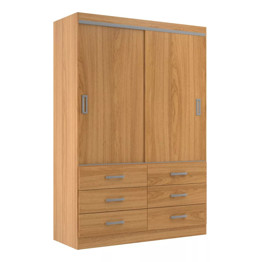 ROPERO 2 PUERTAS 6 CAJONES GUARDARROPA ARMARIO PLACARD CLOSET MARRON