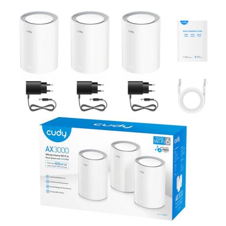 Mesh Cudy Wifi 6 AX3000 2 Ports Gigabit (3P) White 001