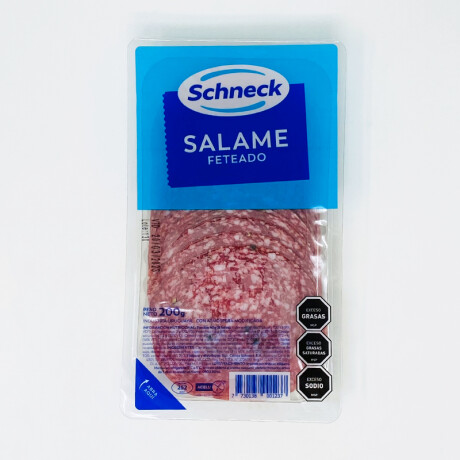 Salame Schneck feteado envasado en atmósfera modificada - 200 g. Salame Schneck feteado envasado en atmósfera modificada - 200 g.