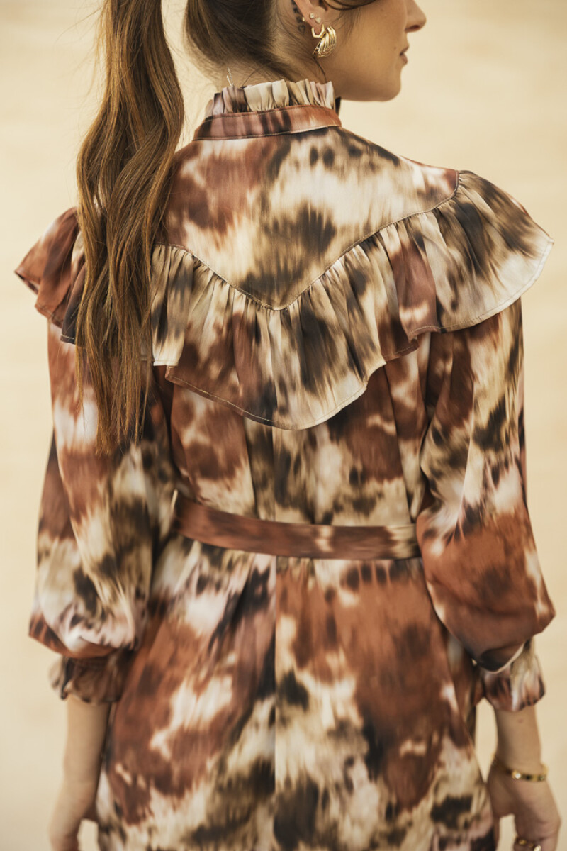 CAMISERO MARIE MAXI BROWNISH-GREEN BATIK CAMISERO MARIE MAXI BROWNISH-GREEN BATIK