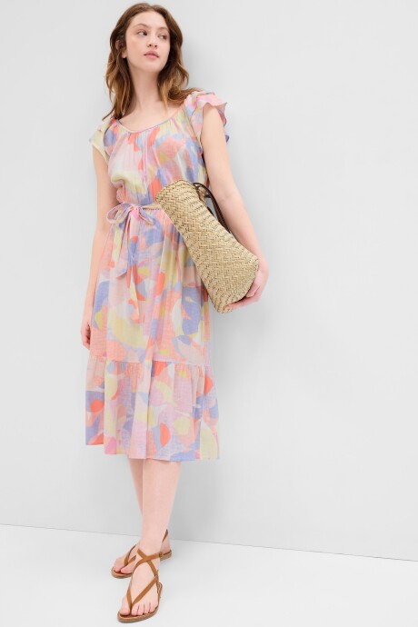 Vestido Midi Mujer Sp Abstract Floral