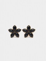 Pendientes Flor Con Resina negro