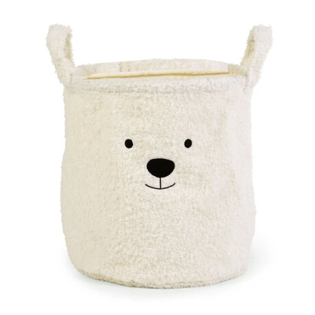 Cesto Osito Canasto Infantil Organizador de Peluche con Asas Blanco
