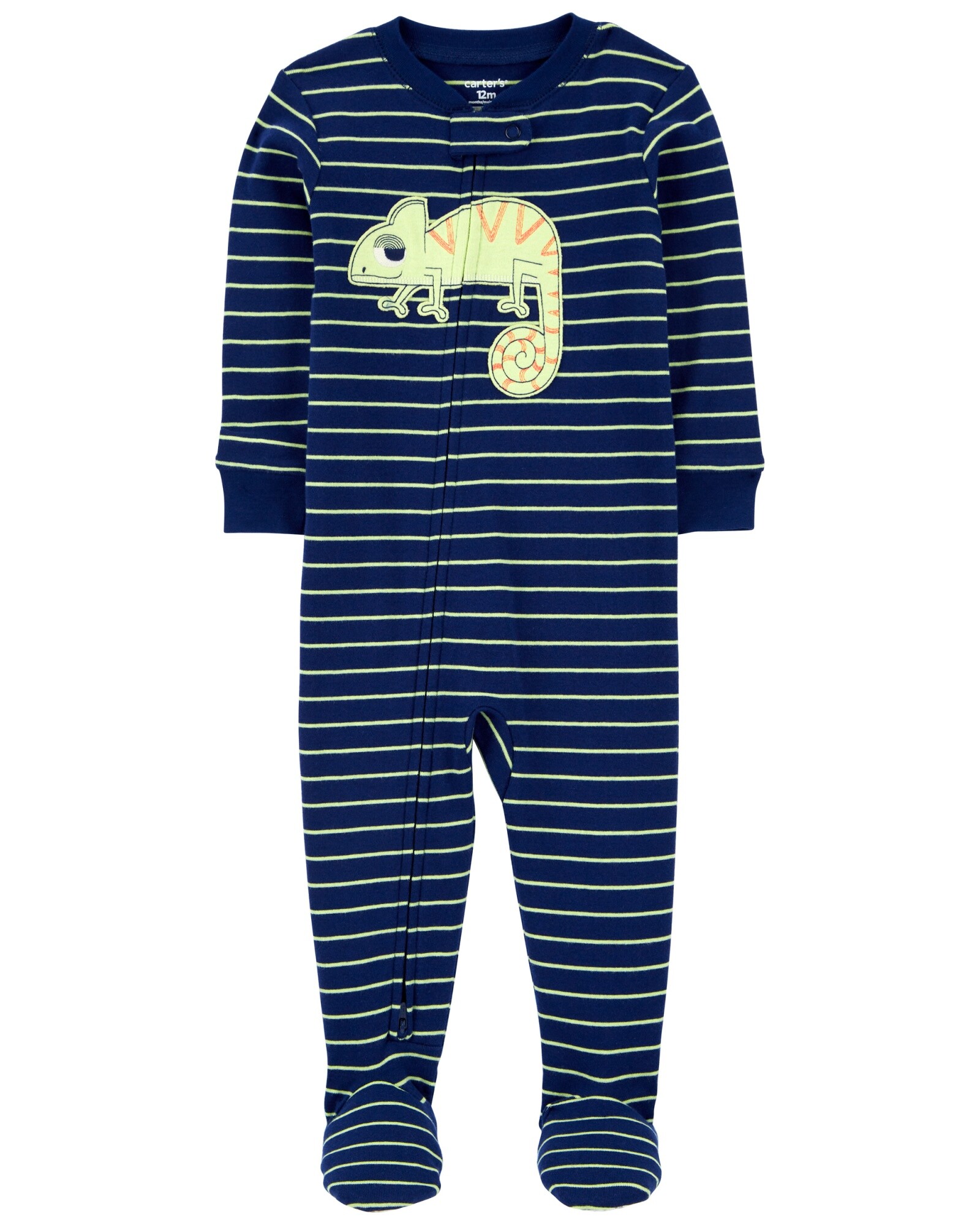 Pijama una pieza de algodón, con pie, estampa iguana Sin color