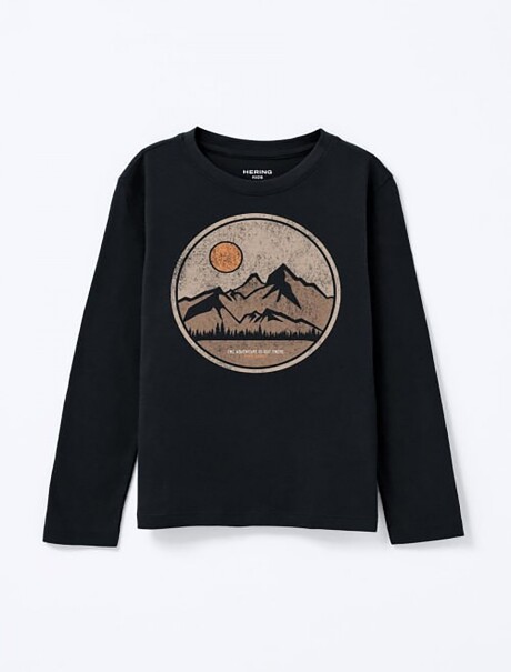 CAMISETA INFANTIL CON ESTAMPA NEGRO
