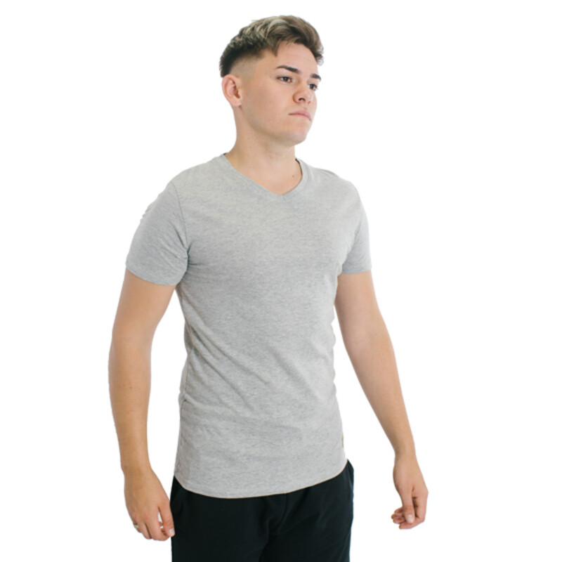 Muvem Men Plain V Neck T-Shirt Gris