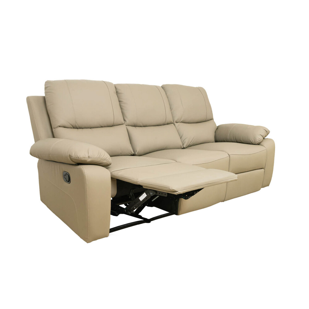 RECLINER MANUAL 3 CUERPOS CUERO-Y-SIMIL-CUERO MARRON LINA TAUPE