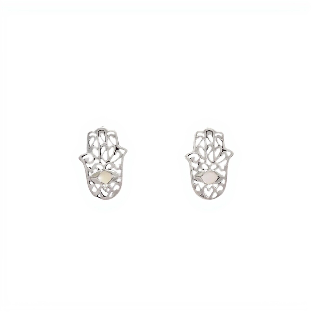 Caravanas Mano de Fátima-Plata 925 -Nacar-CA3485 - conpiedra 