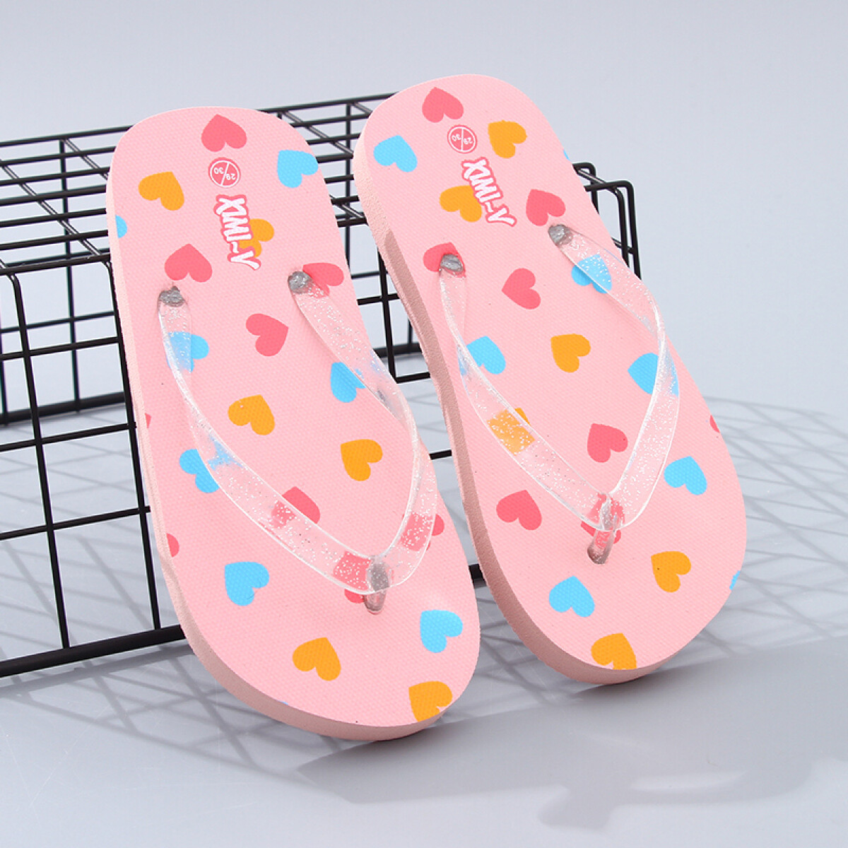 Chancletas Rosa Para Niños Corazones - 29/30 
