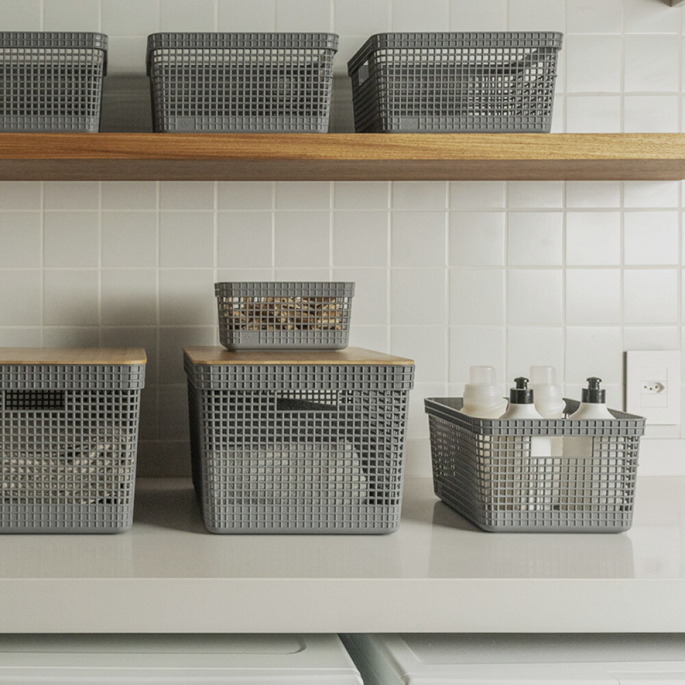 Organizador Rejilla L l Tapa Bambú Gris