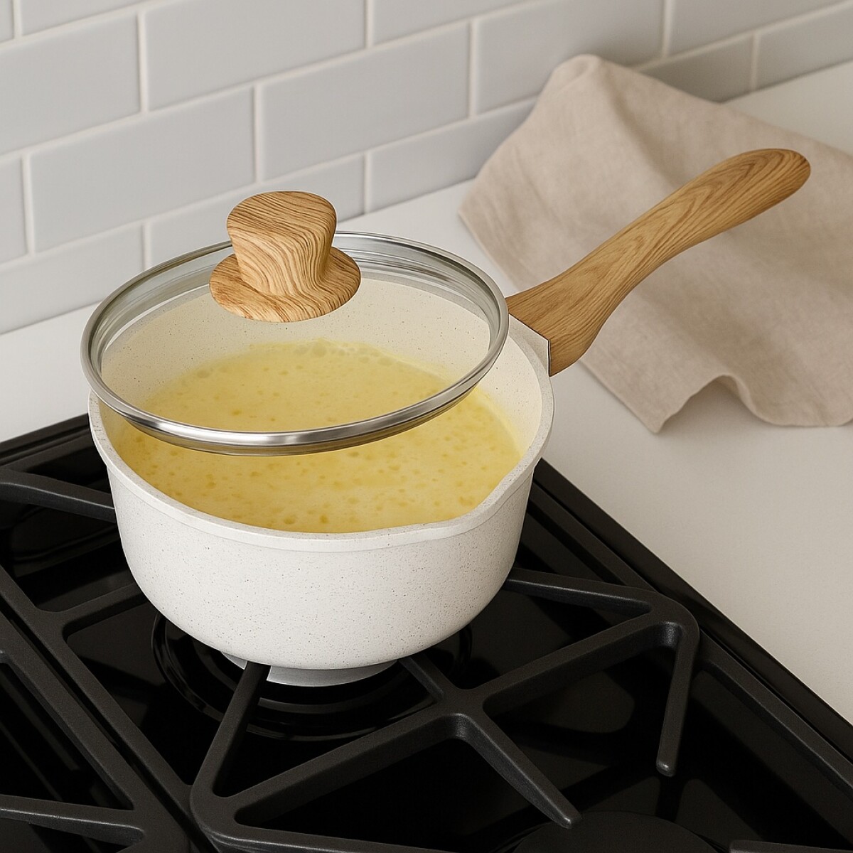 OLLA CACEROLA CUORI CUCCINA 20CM CON MANGO - BEIGE 