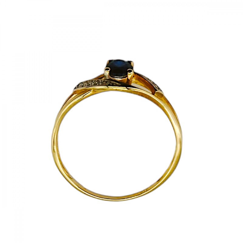 Anillo Halo-Oro Bajo-Piedra Zafiro y Zirconia-AN8130 conpiedra