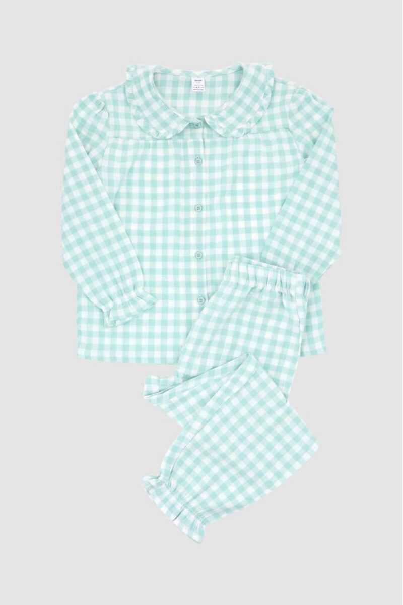 Pijama franela y/d mini - Agua 