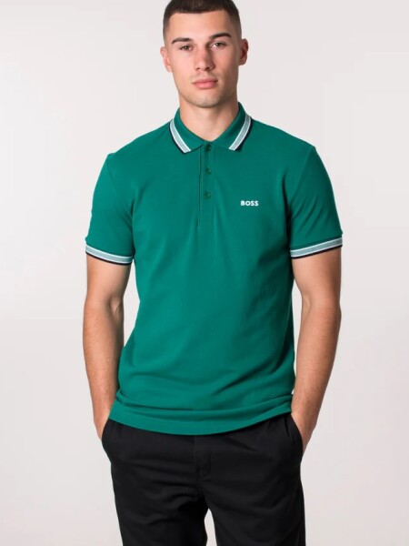 BOSS -Remera polo de algodón, regular fit, PADDY Verde