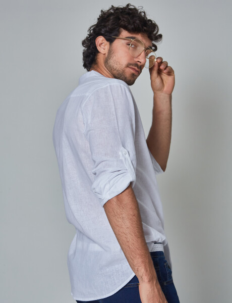 Camisa m/c lino lisa blanco