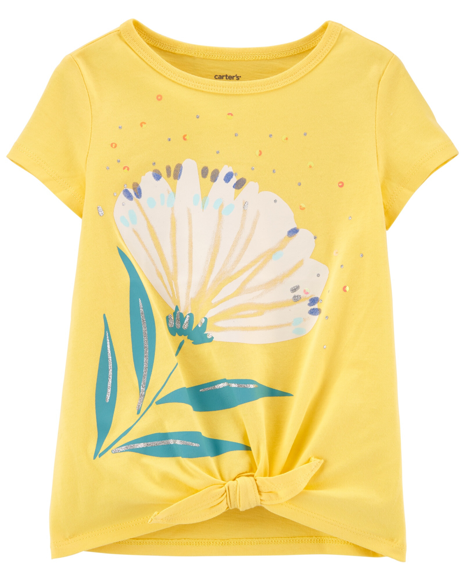 Remera de jersey anudada estampa floral 0