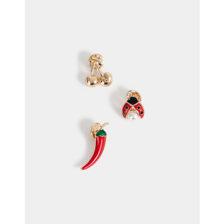 Set De Prendedores Esmaltados Dorado