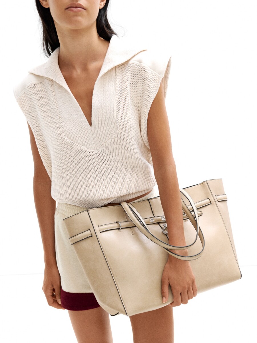 Bolso Shopper Efecto Craquelado crudo