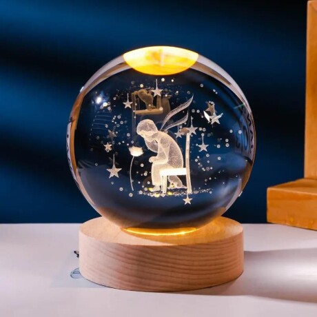 Lámpara Veladora Esfera De Cristal Principito En Silla