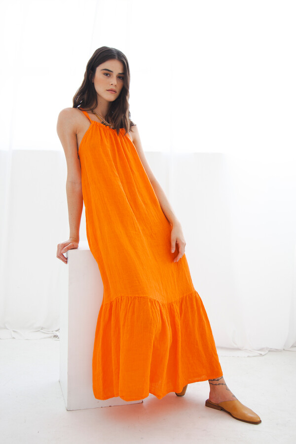 VESTIDO LINO VERACRUZ NARANJA