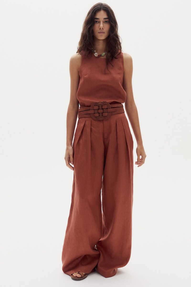 Pantalón Lara en Lino - Hazelnut 