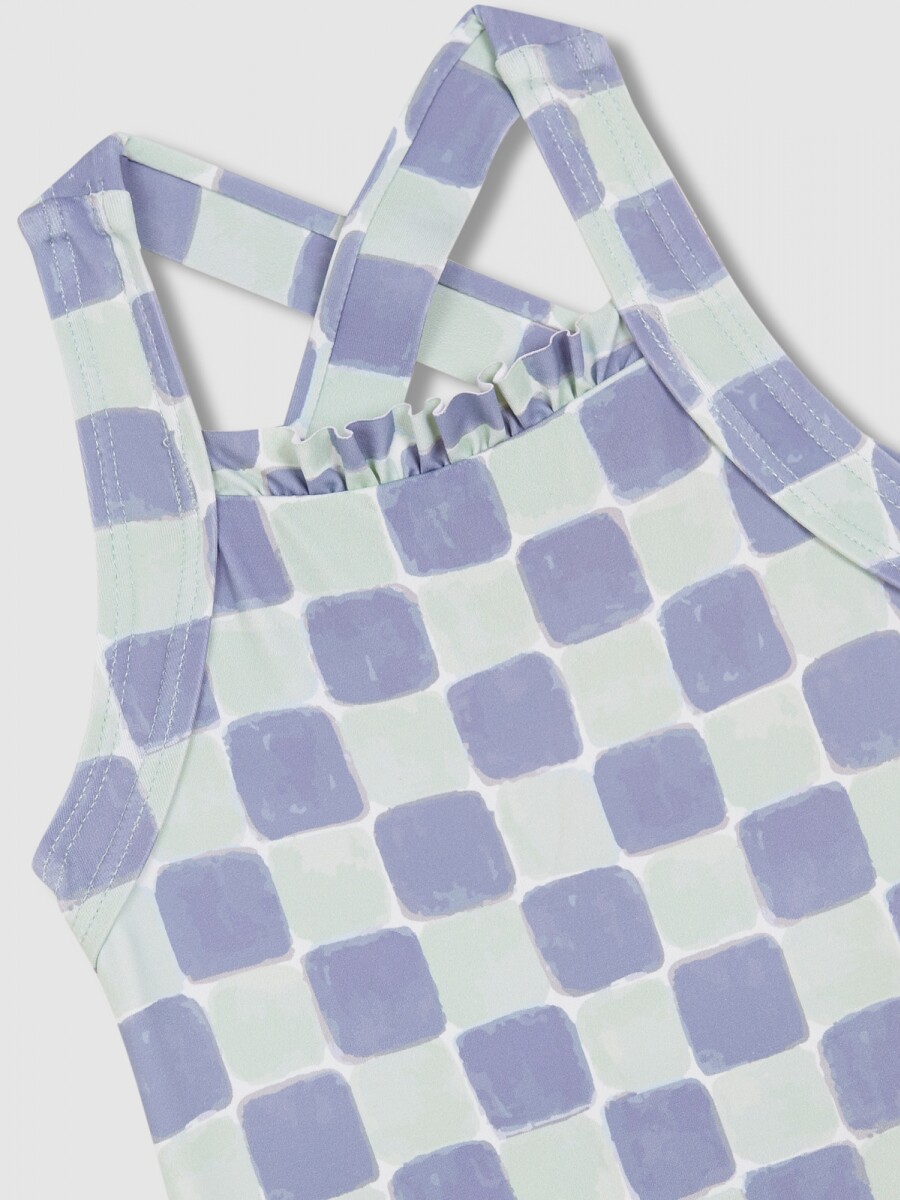 Bañador Estampado De Cuadros Piedra