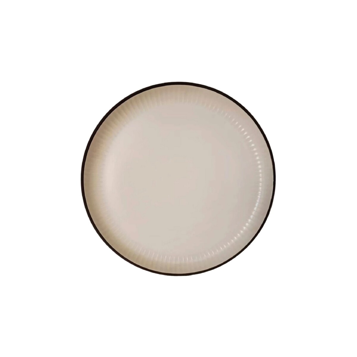 PLATO DE POSTRE D20CM LINEAS CREMA BORDE NEGRO 