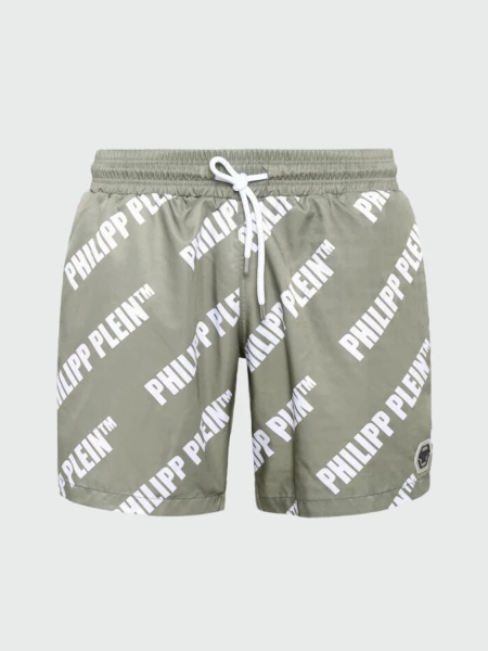 PHILIPP PLEIN - short de baño negro con calavera Verde