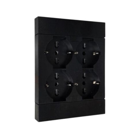 PLACA DE 4 TOMAS SCHUKO 2P+T QUADRA NEGRO. MOLVENO PLACA DE 4 TOMAS SCHUKO 2P+T QUADRA NEGRO. MOLVENO