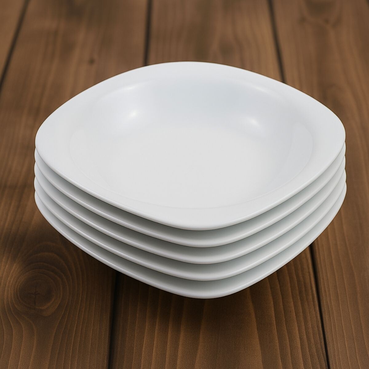Set x6 Plato hondo semi cuadrado 23cm Opalina - BLANCO 
