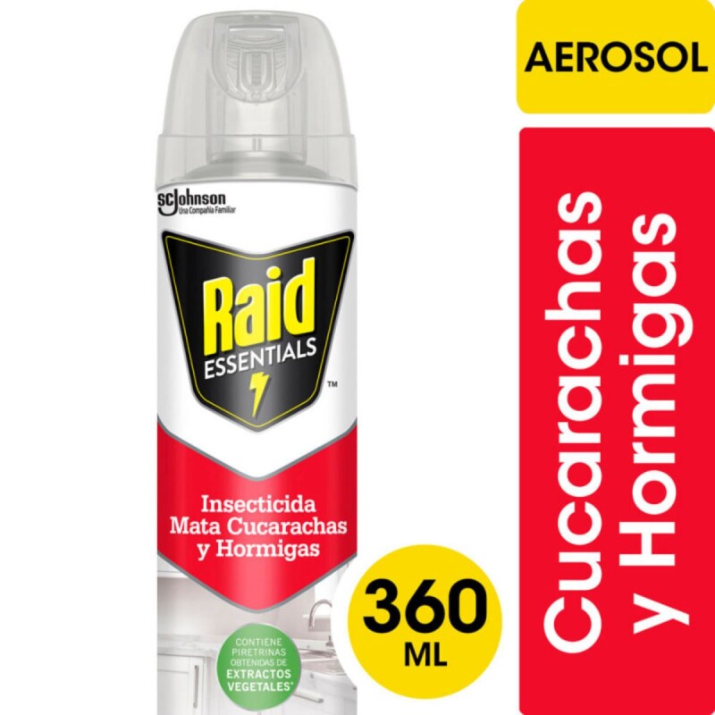 Insecticida Raid Essentials Aerosol Mata Cucarachas y Hormigas 360 ML Insecticida Raid Essentials Aerosol Mata Cucarachas y Hormigas 360 ML