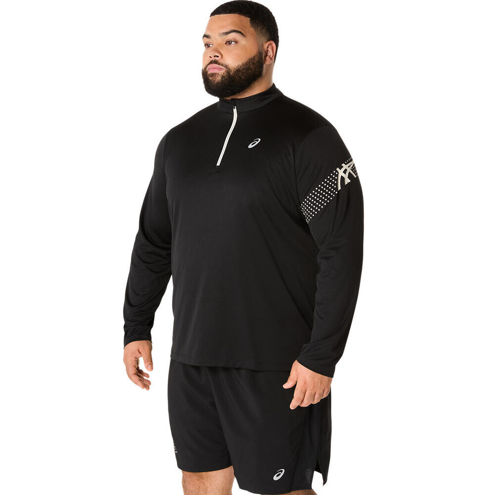 Casaca Running Icon Ls 1/2 Zip Hombre Performance Black