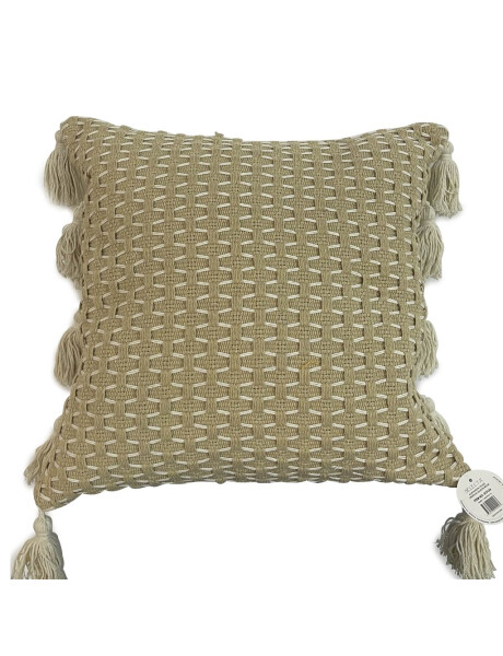 ALMOHADON TEJIDO C/BORLAS 45x45CM BEIGE ALMOHADON TEJIDO C/BORLAS 45x45CM BEIGE