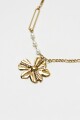 Collar acero con dije floral y perlas dorado